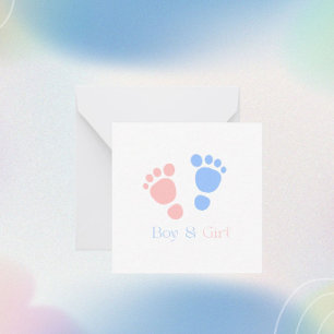 Baby Boy and Girl Footprints Twins Baby Shower Card