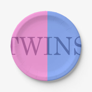 BABY BOY AND GIRL FRATERNAL TWINS PAPER PLATES