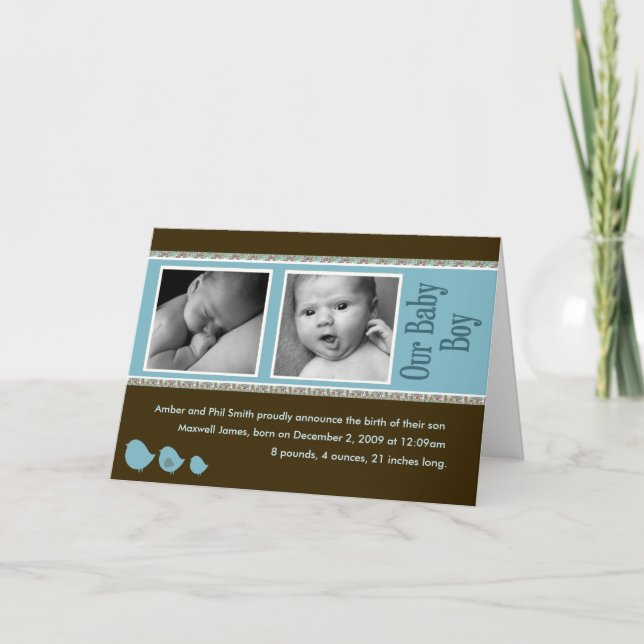 Baby Boy Announcement Card (Front)