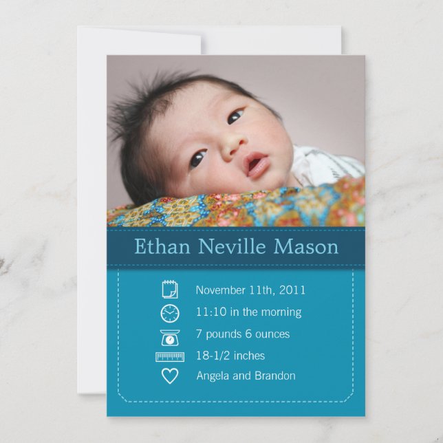 baby BOY announcement card (Front)