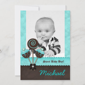Baby Boy Announcement Invite Cake Pops Blue V