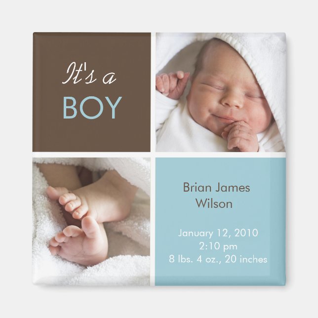 Baby Boy Announcement magnet (Front)