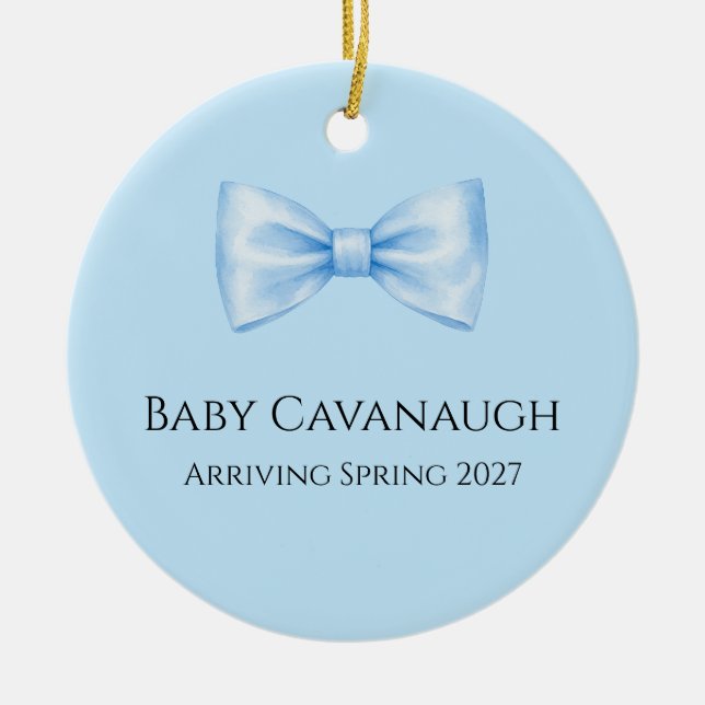 Baby Boy Announcement Ornament (Front)