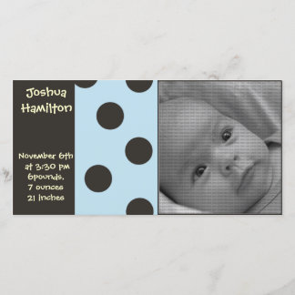 baby boy announcement photo card