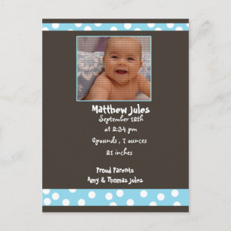 baby boy announcement  photo card