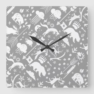 Baby Boy Any Colour Modern Fox  Woodland Pattern Square Wall Clock