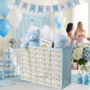 Baby Boy Arrival Stork Angel Announcement Large Gift Bag