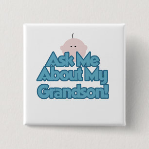 Baby Boy Ask About My Grandson Tshirts and Gifts 15 Cm Square Badge