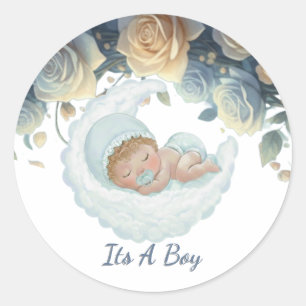 Baby boy baby shower  classic round sticker