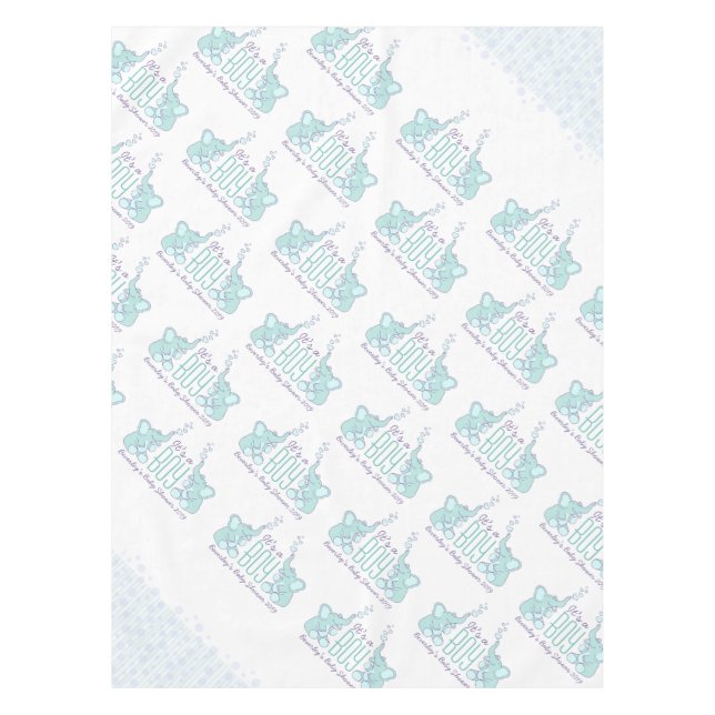 Baby boy baby shower elephant tablecloth (Front)