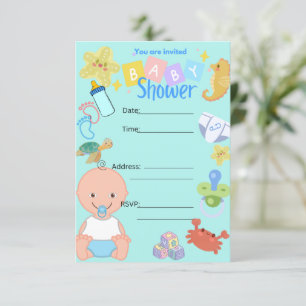 Baby boy baby shower invitation