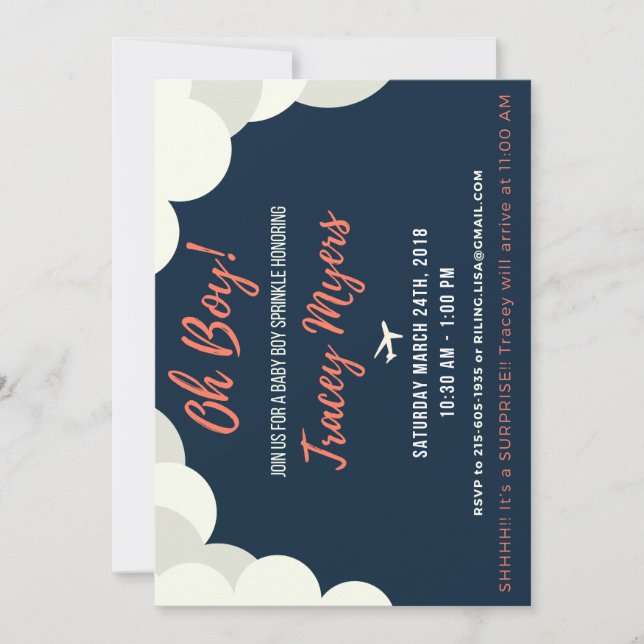Baby Boy Baby Shower or Sprinkle Invitation (Front)