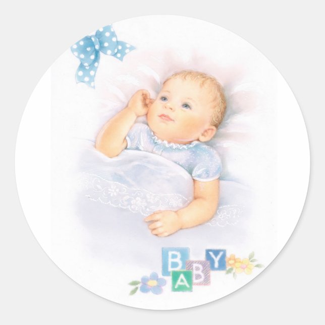 Baby boy baptism, Christening Classic Round Sticker (Front)