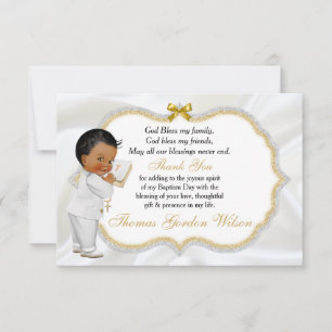 Baby Boy Baptism Communion Thank You Card