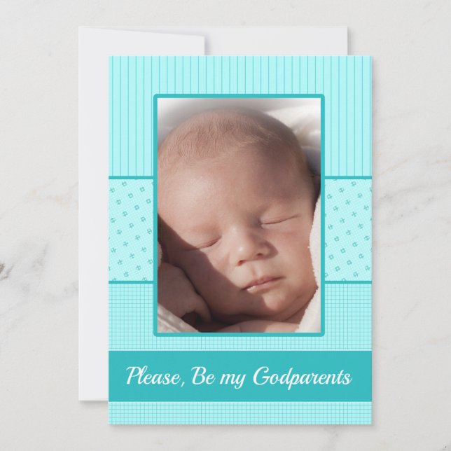 Baby Boy be my Godparents  Invitation (Front)