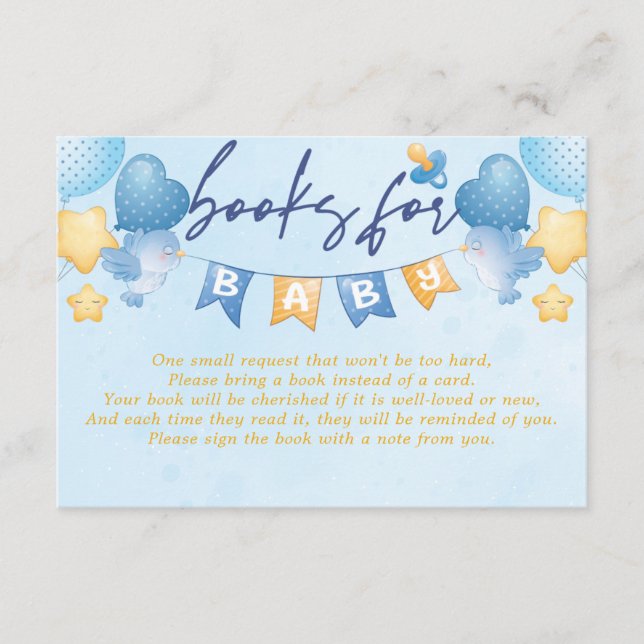 Baby Boy Bear Baby Shower Books for Baby Enclosure Card (Front)