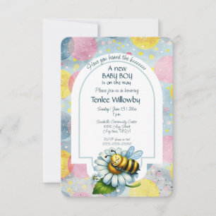 Baby Boy Bee In A Flower Shower Invitation