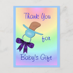 Baby Boy Binkie Thank You postcard - customise