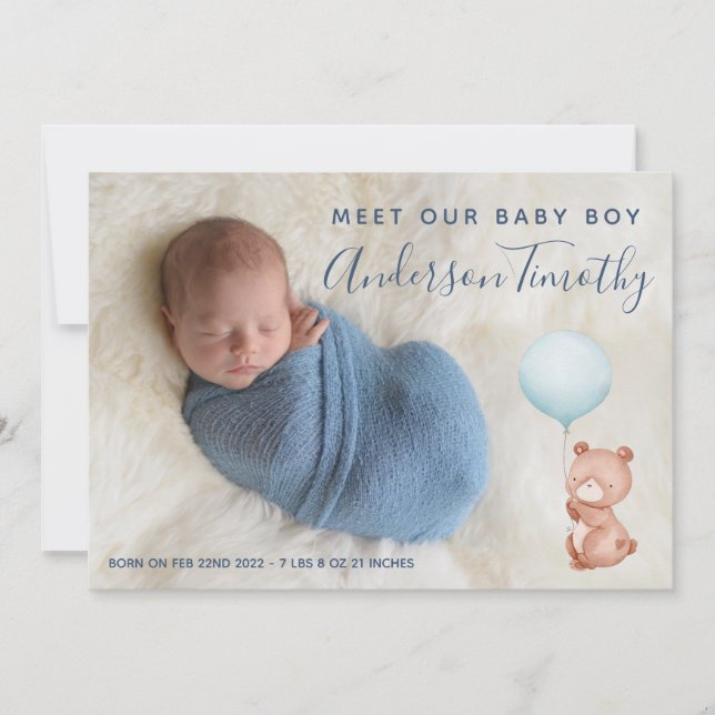 Baby Boy Birth Announcement (Front)