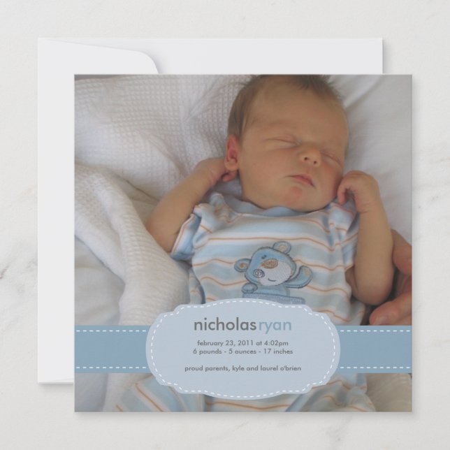 Baby Boy Birth Announcement (Front)