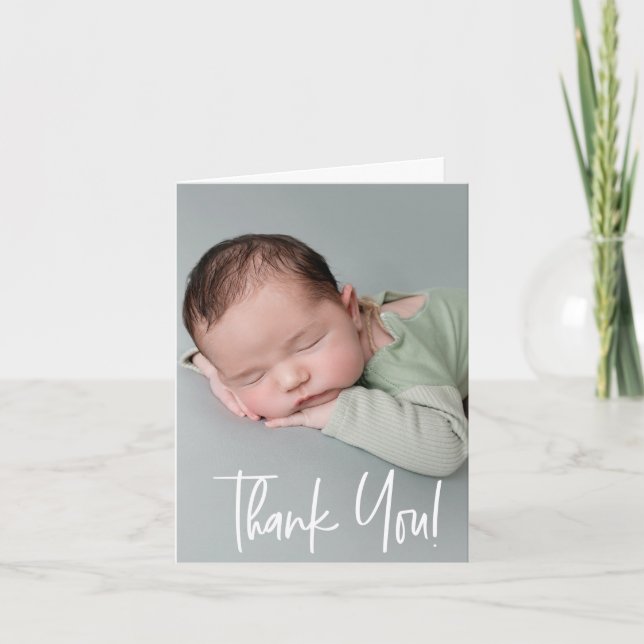 Baby Boy Birth Announcement baby Shower Thank You (Front)