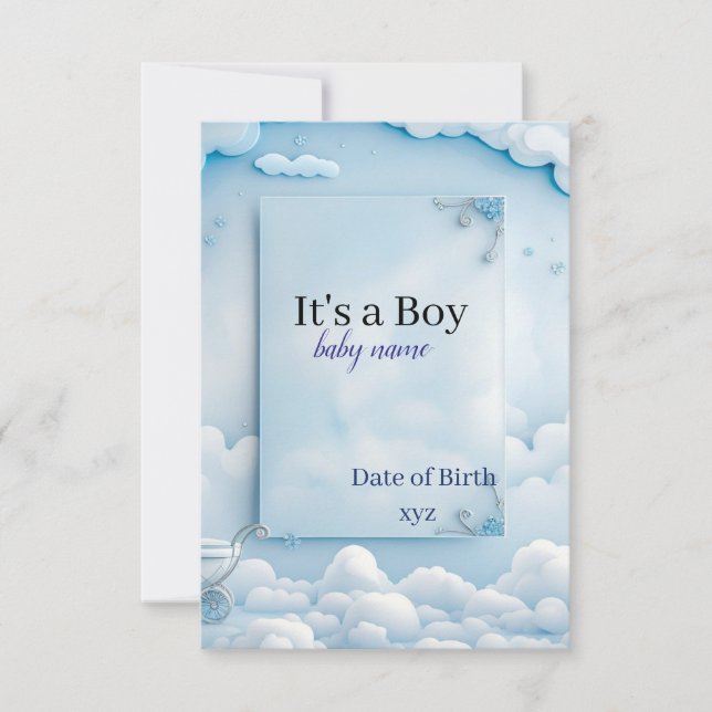 baby boy birth announcement card (Front)