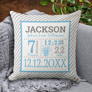 Baby Boy Birth Announcement Cushion