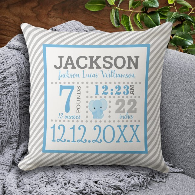 Baby Boy Birth Announcement Cushion (Creator Uploaded)