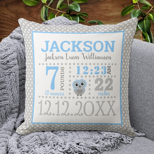 Baby Boy Birth Announcement Cushion (Creator Uploaded)