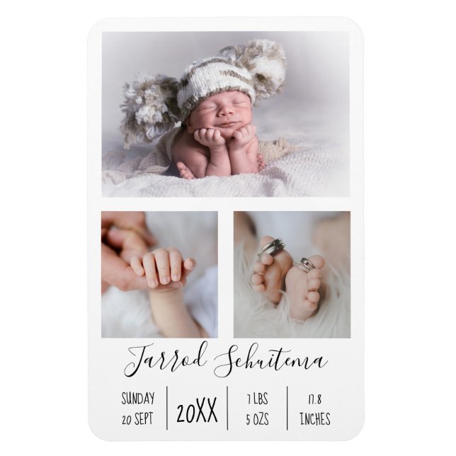 Baby Boy Birth Announcement Flexible Photo Magnet (Vertical)
