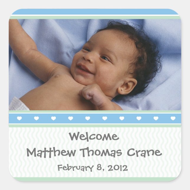 Baby Boy Birth Announcement Sticker (Front)