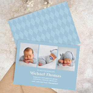 Baby Boy Birth Photo Collage Custom Blue 