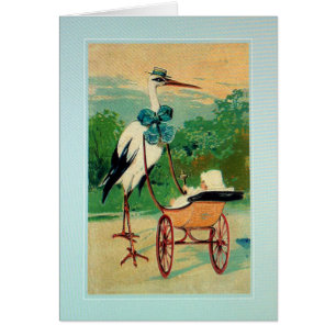 Baby boy birth stork congratulations announcement