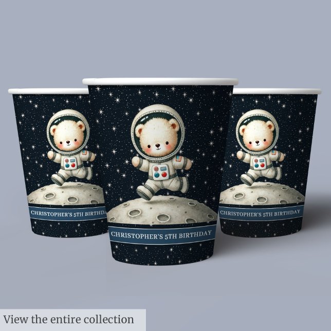 Baby Boy Birthday Cups Teddy Bear Astronaut Theme (Baby Boy Birthday Cups Teddy Bear Astronaut Theme)