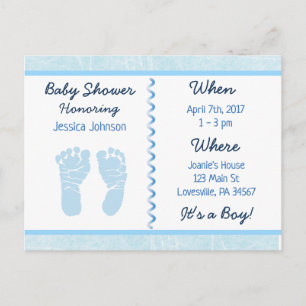 Baby Boy Blue Baby Shower Invitation Postcard