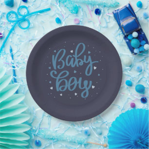 Baby Boy Blue Baby Shower Paper Plate