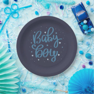 Baby Boy Blue Baby Shower Paper Plate