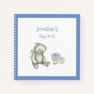 Baby Boy Blue Bear Keepsake Personalised Baby Book