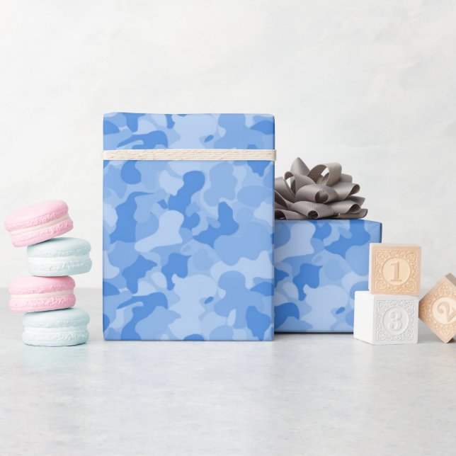 baby boy blue camo pattern wrapping paper (Baby Shower)