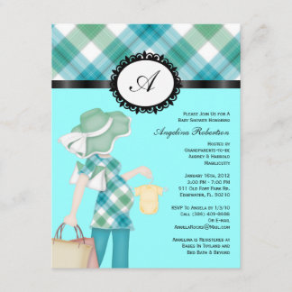 Baby Boy Blue Cute Shower Flowers Invitation
