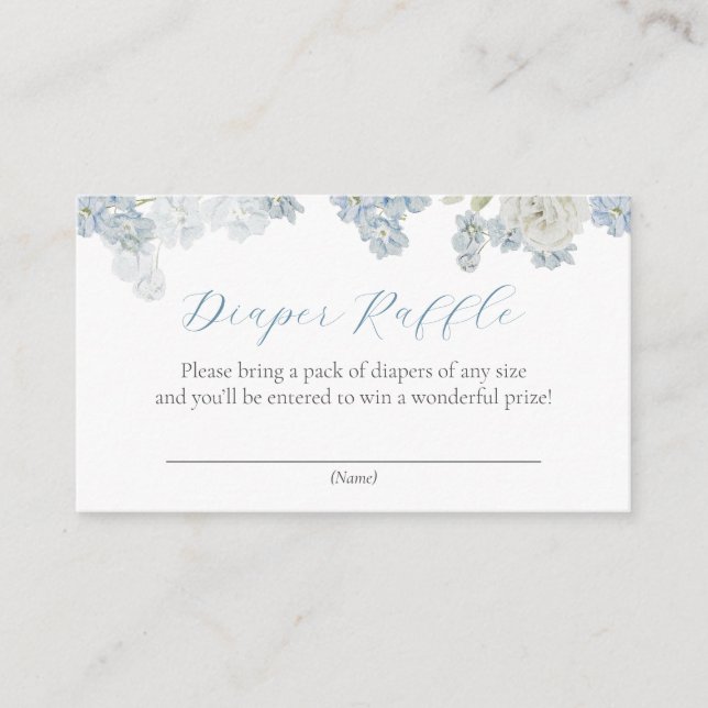 Baby Boy Blue Floral Diaper Request Enclosure Card (Front)