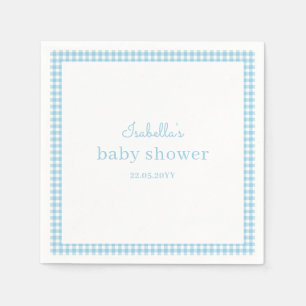 Baby Boy Blue Gingham Baby Shower Napkin