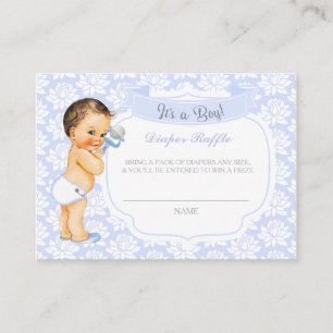 Baby Boy blue Grey Diaper Raffle Ticket Enclosure Card