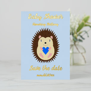 Baby Boy Blue Heart Hedgehog Baby Shower