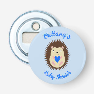 Baby Boy Blue Heart Hedgehog Baby Shower Bottle Opener