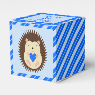 Baby Boy Blue Heart Hedgehog Baby Shower Favour Box