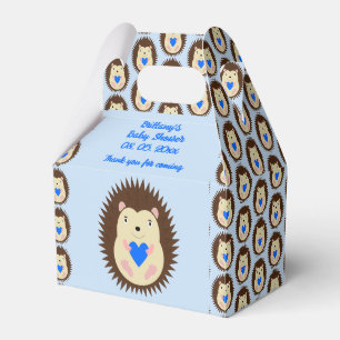 Baby Boy Blue Heart Hedgehog Baby Shower Favour Box