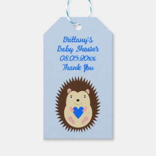 Baby Boy Blue Heart Hedgehog Baby Shower Gift Tags