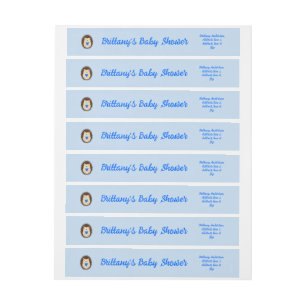 Baby Boy Blue Heart Hedgehog Baby Shower Wraparound Address Label