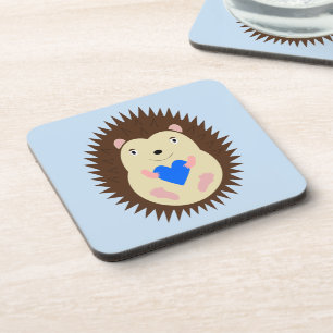 Baby Boy Blue Heart Hedgehog Coaster